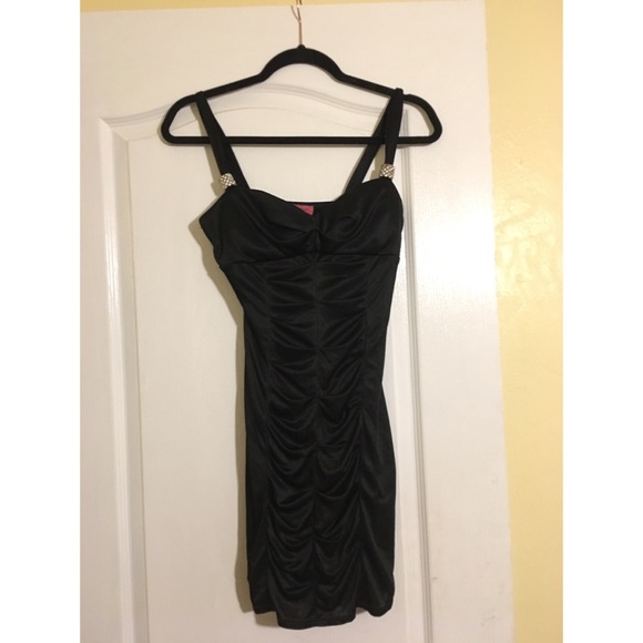 Black Rhinestone Embellished Cocktail Dress - Picture 1 of 5